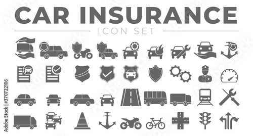 Car and Vehicle Insurance Icon Set