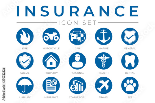 Round Insurance Icons Set