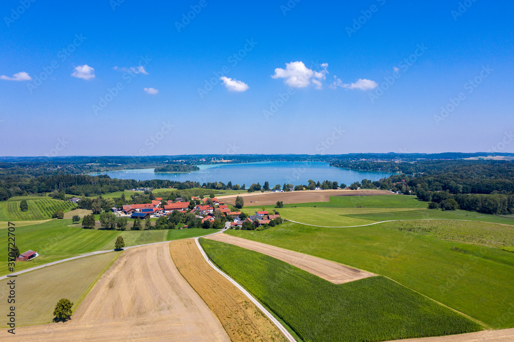 Aerial view of lake wörth, Wörthsee