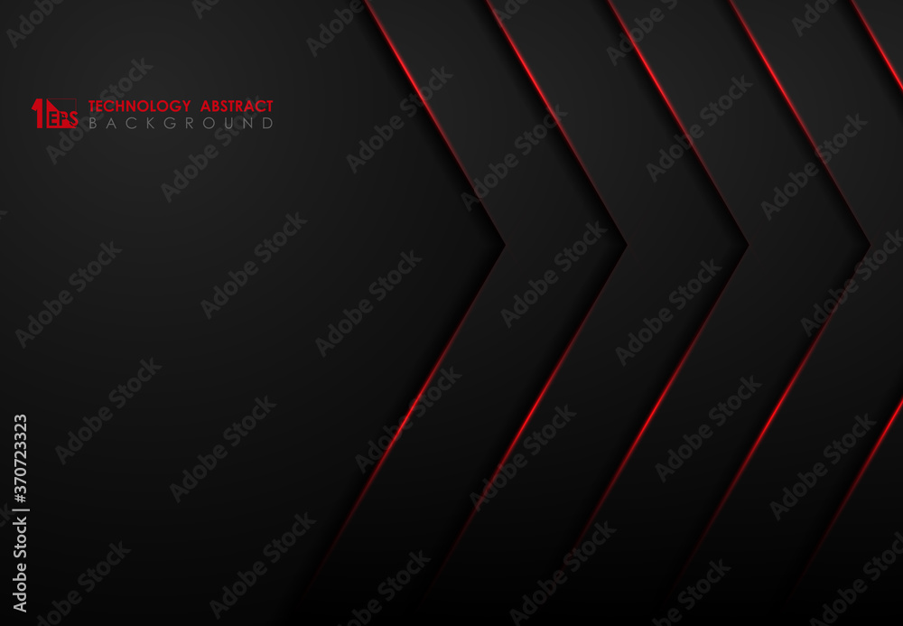 Abstract black template design of technology with red glow laser design background. llustration vector eps10