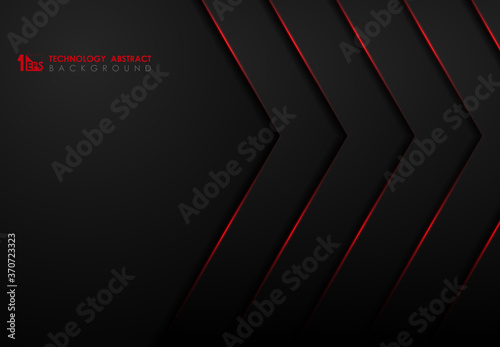 Abstract black template design of technology with red glow laser design background. llustration vector eps10