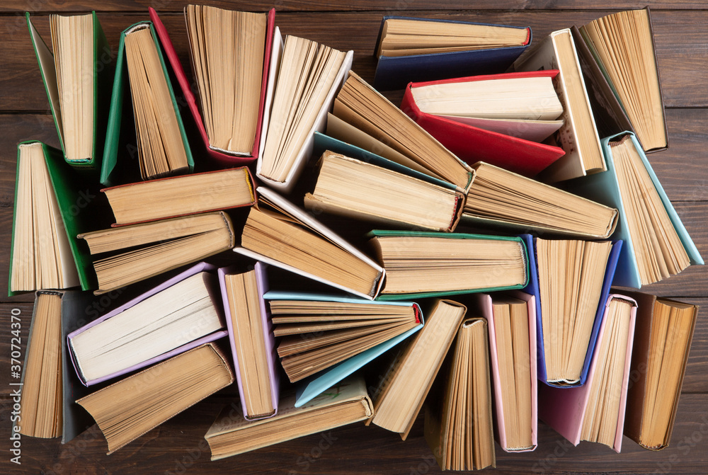 Fototapeta premium Books pattern background for wisdom, science and education. Reading and writing concept