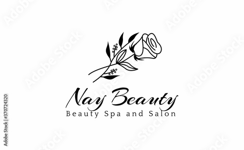 logo template for spa and salon. rose flower logo inspiration .suitable for boutique, beauty, botanical, florist and cosmetic. .vector illustration