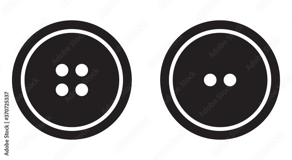 Clothes button icons set logotype. Vector isolated clothing buttons with two and four holes