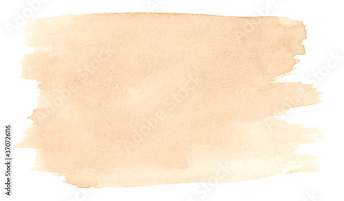Beige watercolor, background with clear borders and natural splashes. Sand color watercolor brush stains. Copy space.