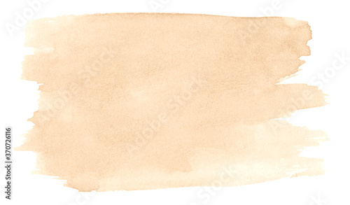 Beige watercolor, background with clear borders and natural splashes. Sand color watercolor brush stains. Copy space.