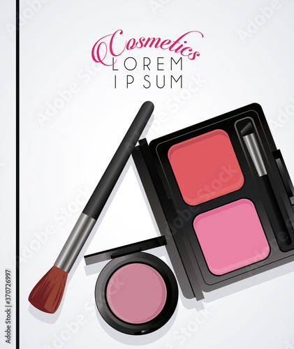 lettering and make up cosmetics in white color background