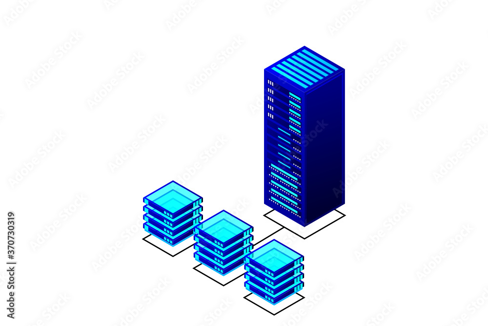 Mainframe, powered server, high technology concept, data center, cloud data storage isometric vector illustration ultraviolet background Mainframe, powered server, high technology concept, data center, cloud data storage isometric vector illustration ultraviolet background