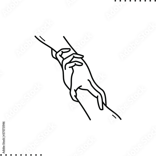 lending a helping hand vector icon in outline