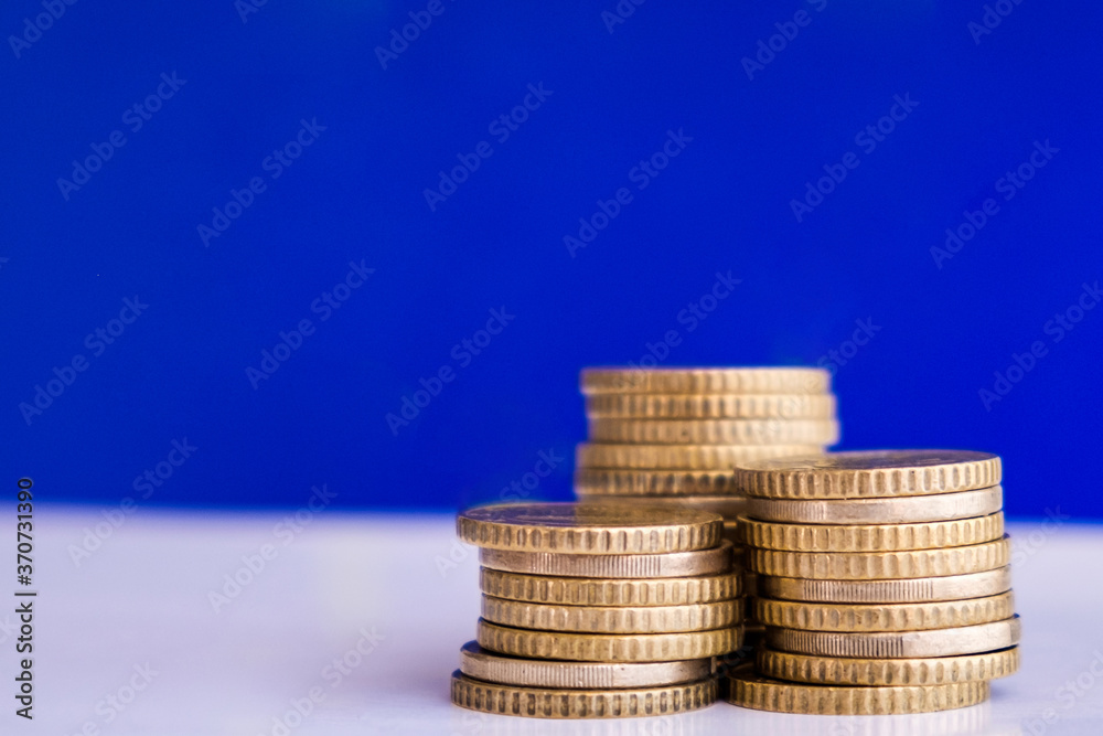 Euro coins at a white background economy europe with copy space Euro coins at a white background economy europe with copy space