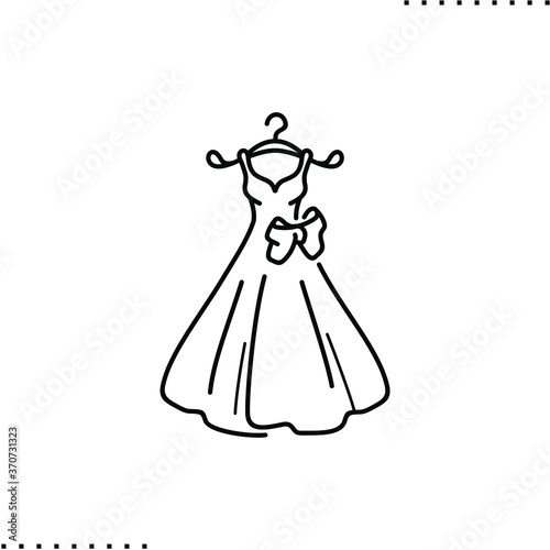 Wedding dress vector icon in outline