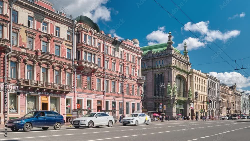 St. Petersburg. Shop merchants Eliseev timelapse. Comedy Theater named after N.P. Akimov. Nevsky Avenue. Russia St. Petersburg. Shop merchants Eliseev timelapse. Comedy Theater named after N.P. Akimov. Nevsky Avenue. Russia