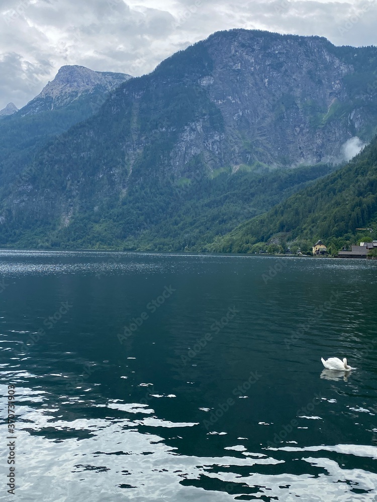 hallstätter see in hallstatt dorf in österreich