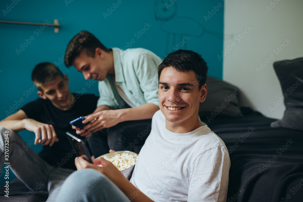 teenager friends having fun at home teenager friends having fun at home