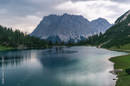 Lake and mountains  view to the Zugspitze from Seebensee  Austria