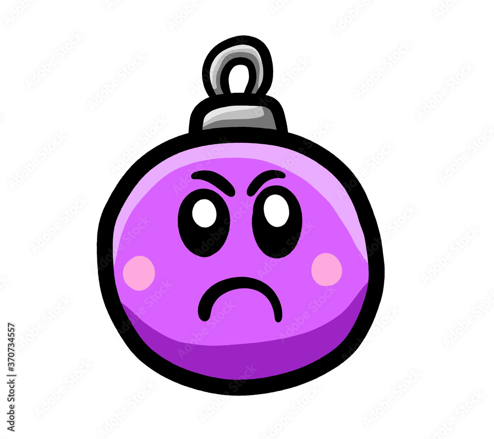 Cartoon Stylized Angry Christmas Bulb Cartoon Stylized Angry Christmas Bulb