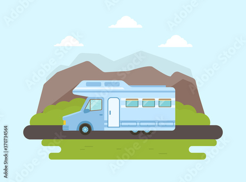 Travel Van Packed and Ready to Set Off on Journey Vector Illustration