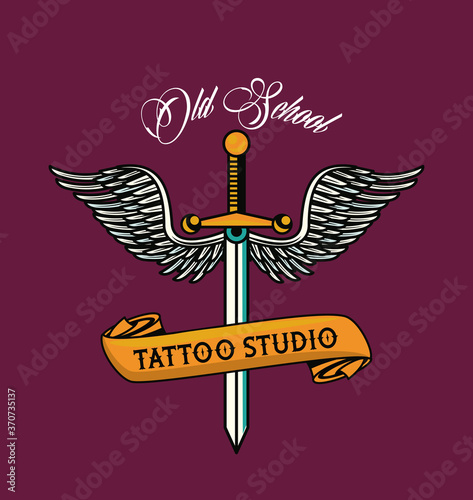 dagger with wings tattoo studio graphic