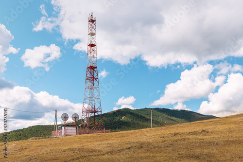 Fotótapéta Telecommunications antenna for cellular mobile or TV communications