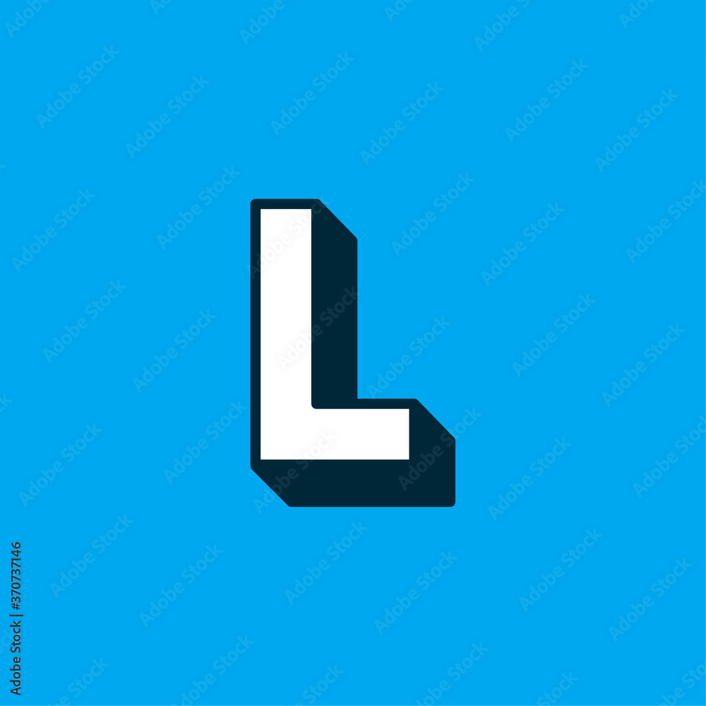 Fototapeta premium Vector Logo Letter White Blue Longshadow L