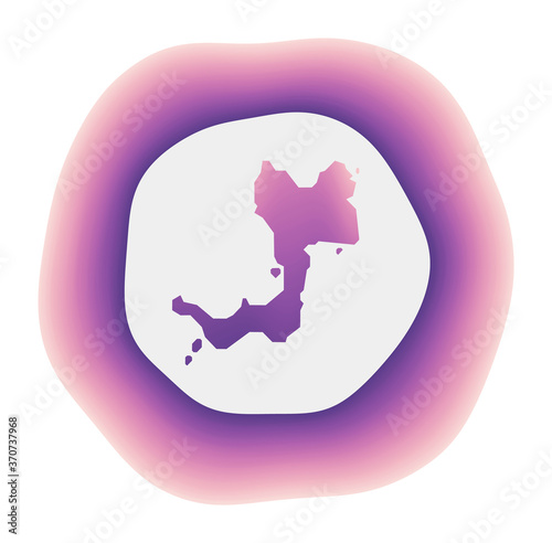 Canouan icon. Colorful gradient logo of the island. Purple red Canouan rounded sign with map for your design. Vector illustration.