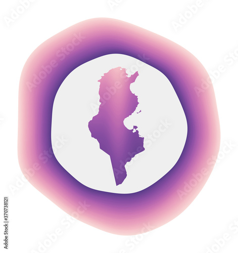 Tunisia icon. Colorful gradient logo of the country. Purple red Tunisia rounded sign with map for your design. Vector illustration.