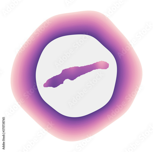 Little Cayman icon. Colorful gradient logo of the island. Purple red Little Cayman rounded sign with map for your design. Vector illustration.