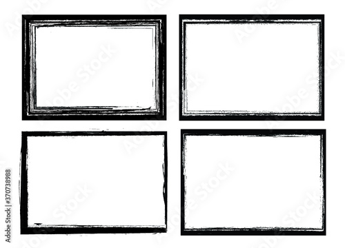 Vector Frames. rectangles for image. distress texture . Grunge Black and White borders isolated on the transparent background . Dirt effect . 