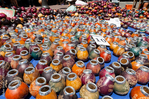 Mate bowls for sale in San Telmo market, Buenos Aires, Argentina
