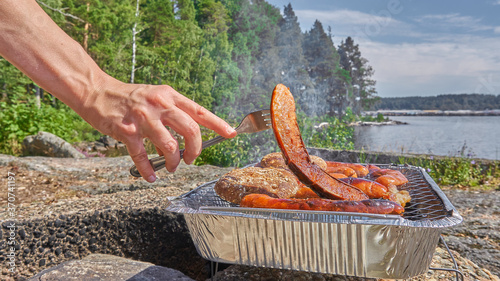 Grill, barbecue.. Lake. Karlskoga. Sweden.  photo