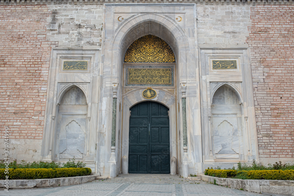 Topkapi Palaca door view in Istanbul, Turkey