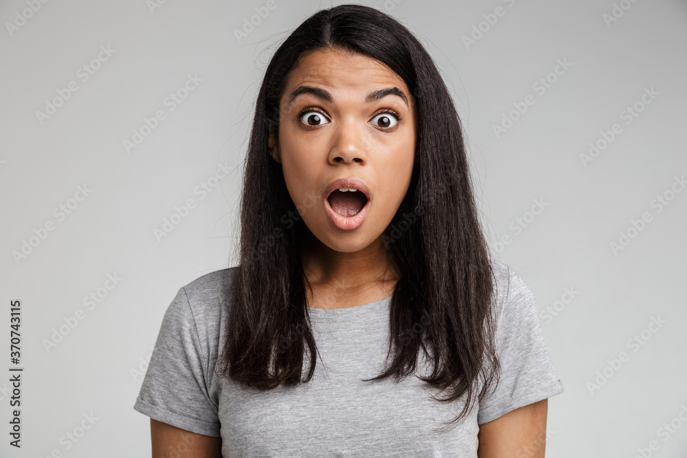 Excited young afro-american woman standing Excited young afro-american woman standing