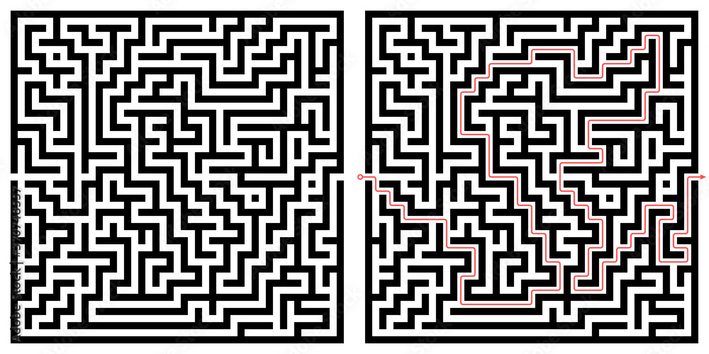 Labyrinth maze design. Find the way puzzle game with entrance and exit. Vector illustration. Labyrinth maze design. Find the way puzzle game with entrance and exit. Vector illustration.