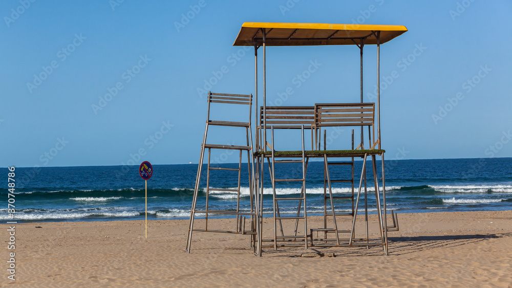 Beach Ocean Horizon Lifeguard Tower No People