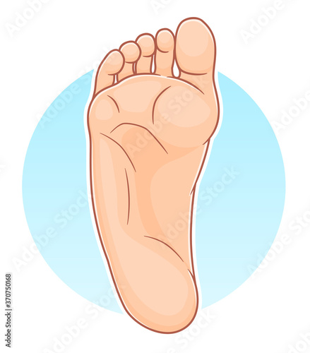 Foot on the blue circle background