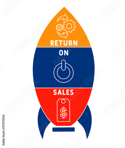 ROS  - return on sales. acronym business concept. vector illustration concept with keywords and icons. lettering illustration with icons for web banner, flyer, landing page, presentation