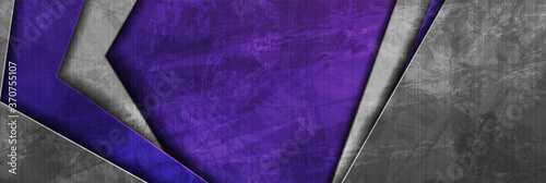 Contrast violet and grey abstract grunge tech banner design. Old wall concrete texture background. Vector illustration