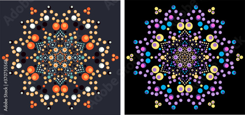 Mandala Dot art vector ethnic traditional Aboriginal dot painting design, Abstract mandala with dots, circles, ethnic Australian geometric ornament.  vector
