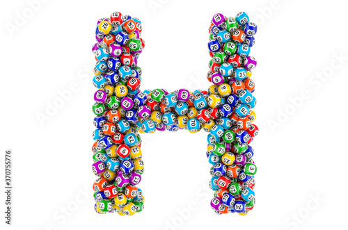 Letter H, from lottery balls. 3D rendering