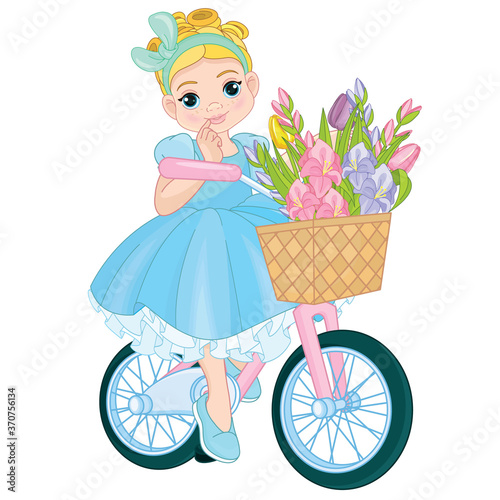 Pretty young girl riding bike