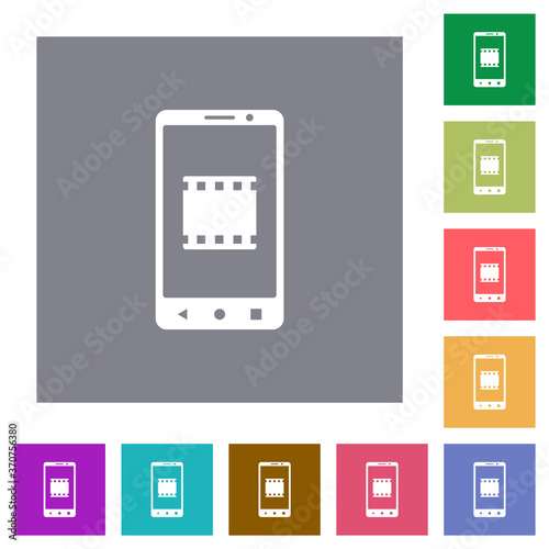 Mobile video square flat icons photo