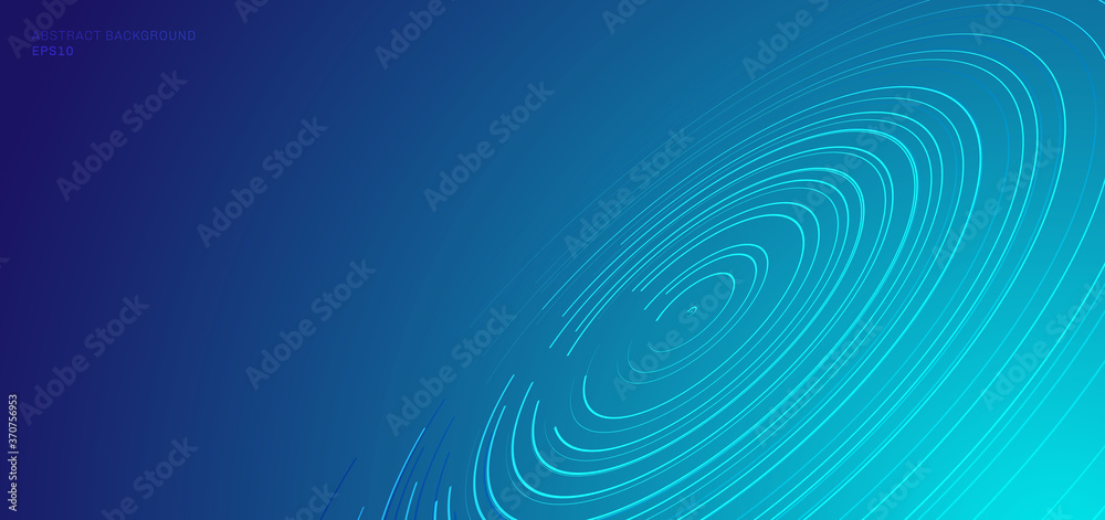 Abstract technology concept distorted circles pattern circular Spiral lines, star trails on blue background with space for your text. Abstract technology concept distorted circles pattern circular Spiral lines, star trails on blue background with space for your text.