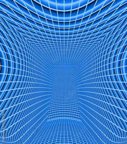 Fototapeta Naklejka Na Ścianę i Meble -  コンピュータグラフィックスで描いた青い色の歪んだ空間