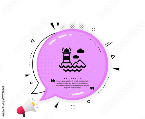 Lighthouse icon. Quote speech bubble. Beacon tower sign. Searchlight building symbol. Quotation marks. Classic lighthouse icon. Vector
