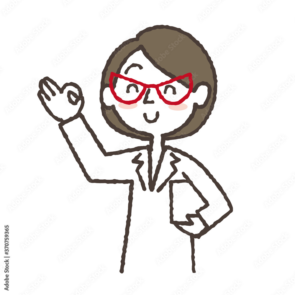 Okマークをしながら 微笑む白衣の女性のイラスト Stock Vector Adobe Stock
