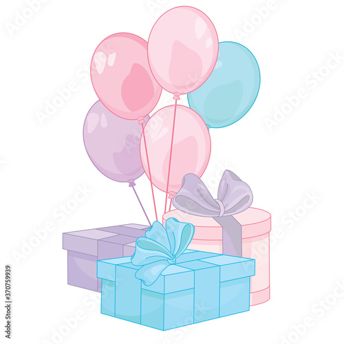 Birthday gift with balloons