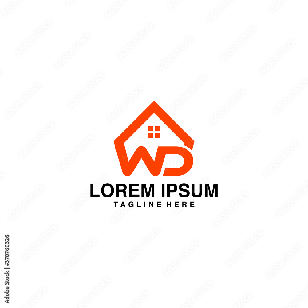Initials W And D With Roof House Logo Vector Icon Illustration Initials W And D With Roof House Logo Vector Icon Illustration