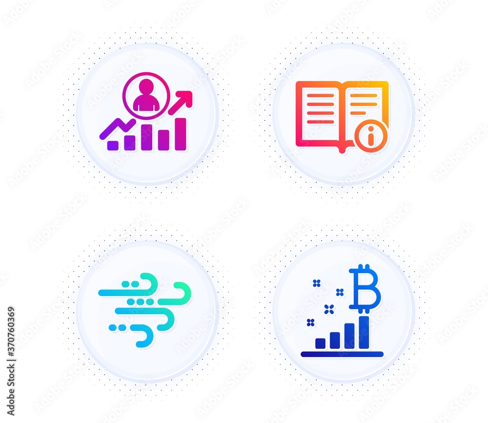 Technical info, Windy weather and Career ladder icons simple set. Button with halftone dots. Bitcoin graph sign. Documentation, Wind, Manager results. Cryptocurrency analytics. Science set. Vector Technical info, Windy weather and Career ladder icons simple set. Button with halftone dots. Bitcoin graph sign. Documentation, Wind, Manager results. Cryptocurrency analytics. Science set. Vector