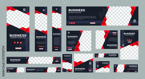 set of creative web banners of standard size with a place for photos. Business ad banner. Vertical, horizontal and square template. vector illustration EPS 10