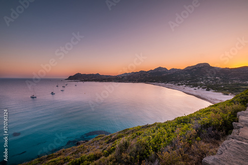 Dawn breaking at Ostriconi beach in Corsica